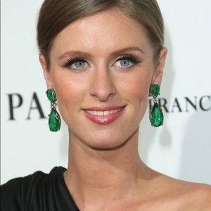 Kenneth Jay Lane Emerald & Gold Teardrop Earrings
